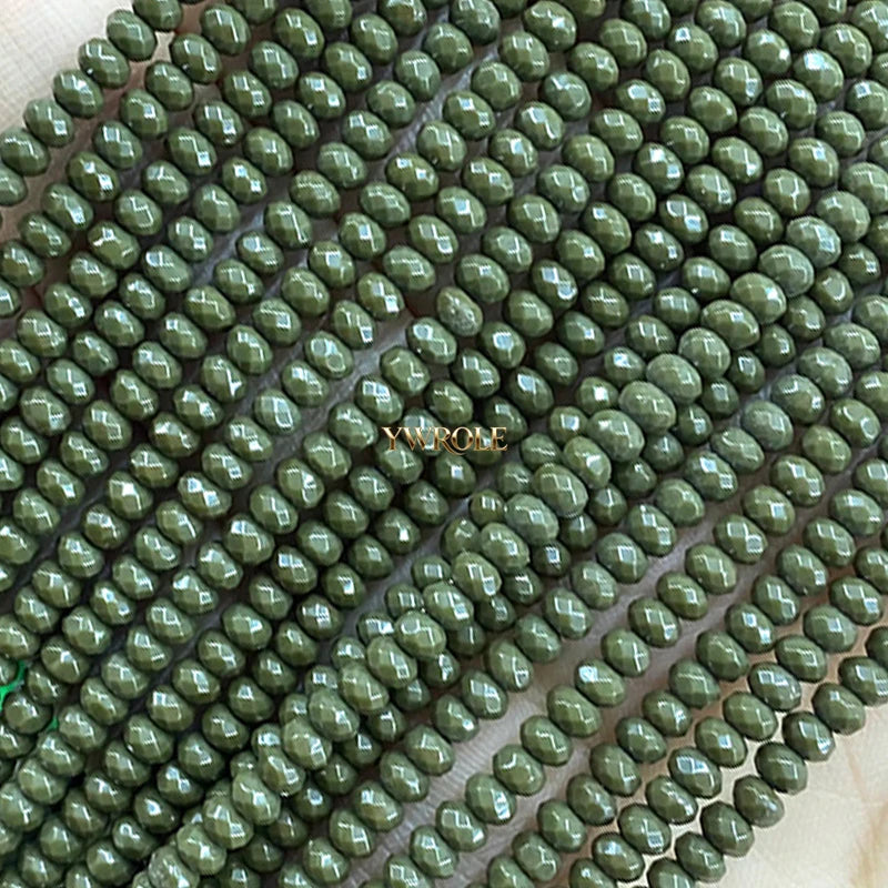 3x4mm Rondelle Faceted Natural Stone Chalcedony Tourmaline Color Loose Spacer Beads for Jewelry Making Diy Bracelet Accessories
