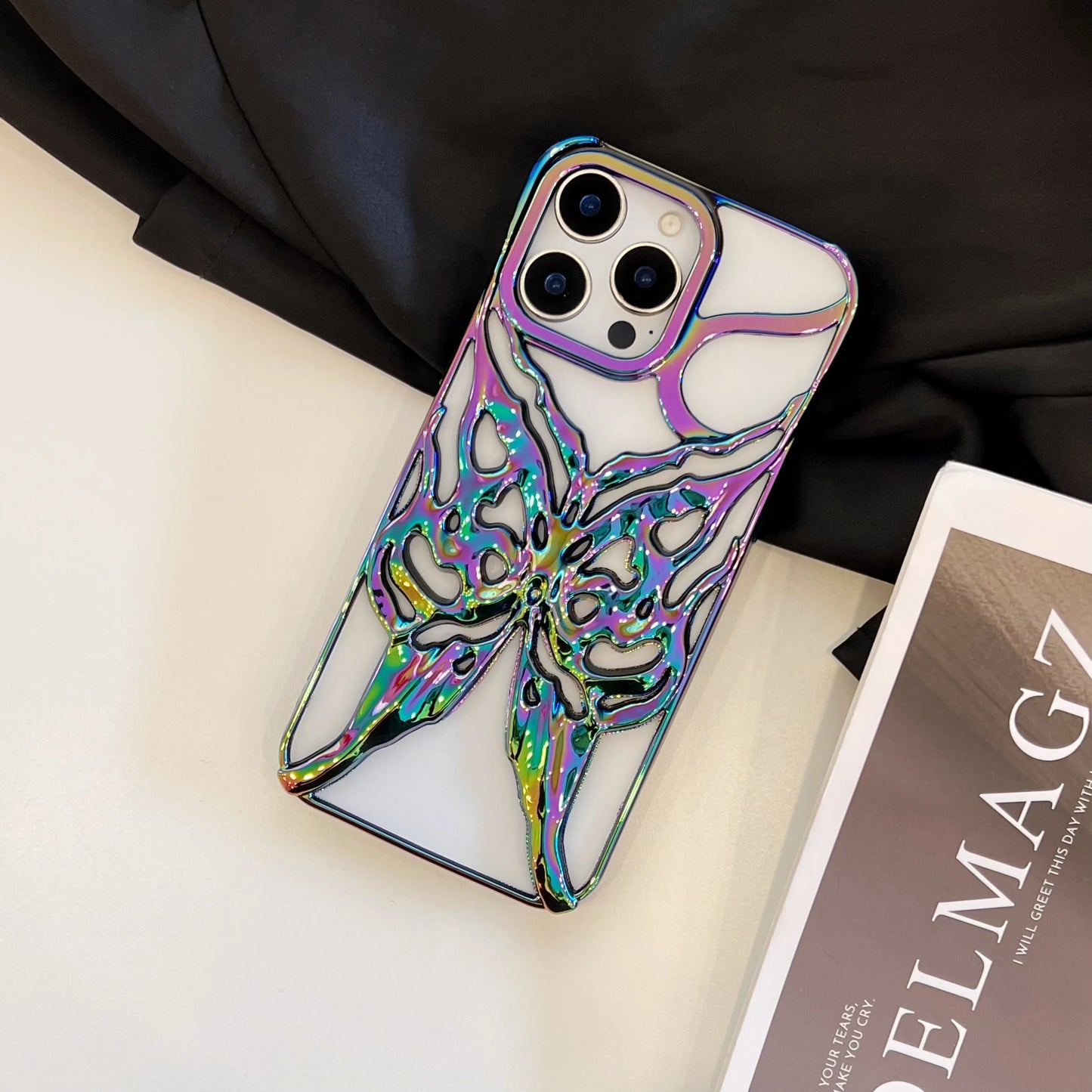 Plating Butterfly Hollow Out Gradient Color Soft Phone Case for iPhone 11 12 13 14 15 16 Pro Max Heat Dissipation Cooling Cover