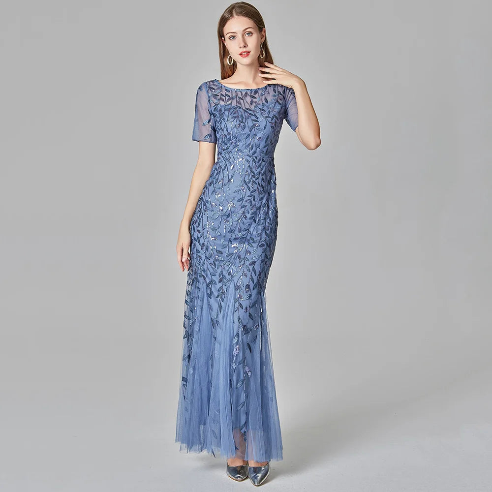 Sexy vintage Maxi Sequin cocktail Dress bridesmaid Prom Dresses for Women Casual Party Long sleeve club Bodycon Dress vestidos