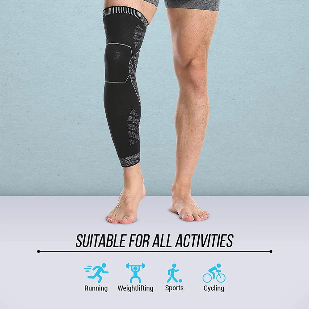1/2Pcs Sport Full Leg Compression Sleeves Knee Brace Support Protector for Weightlifting Arthritis Joint Pain Relief Muscle Tear