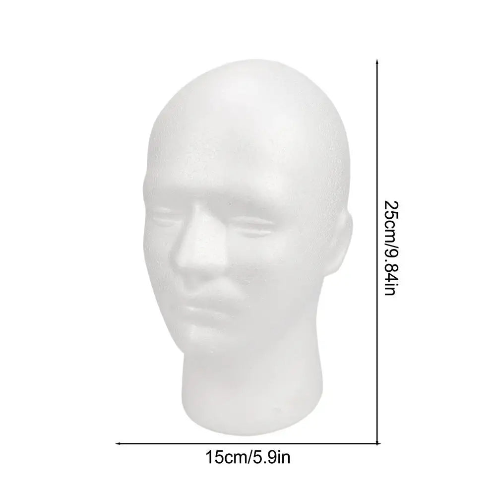 Male Mannequin Head Round Base Lightweight Foam Wigs Head Model and Display Hair, Hats and Hairpieces for Glasses Headset Wigs
