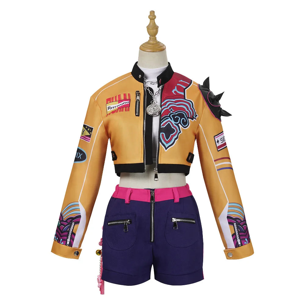 Halloween Fancy Dress Adult Kids Street Hip Hop Role Play Outfit 3 Styles Printed Crop Top Skirt Shorts Idol Stage Costume