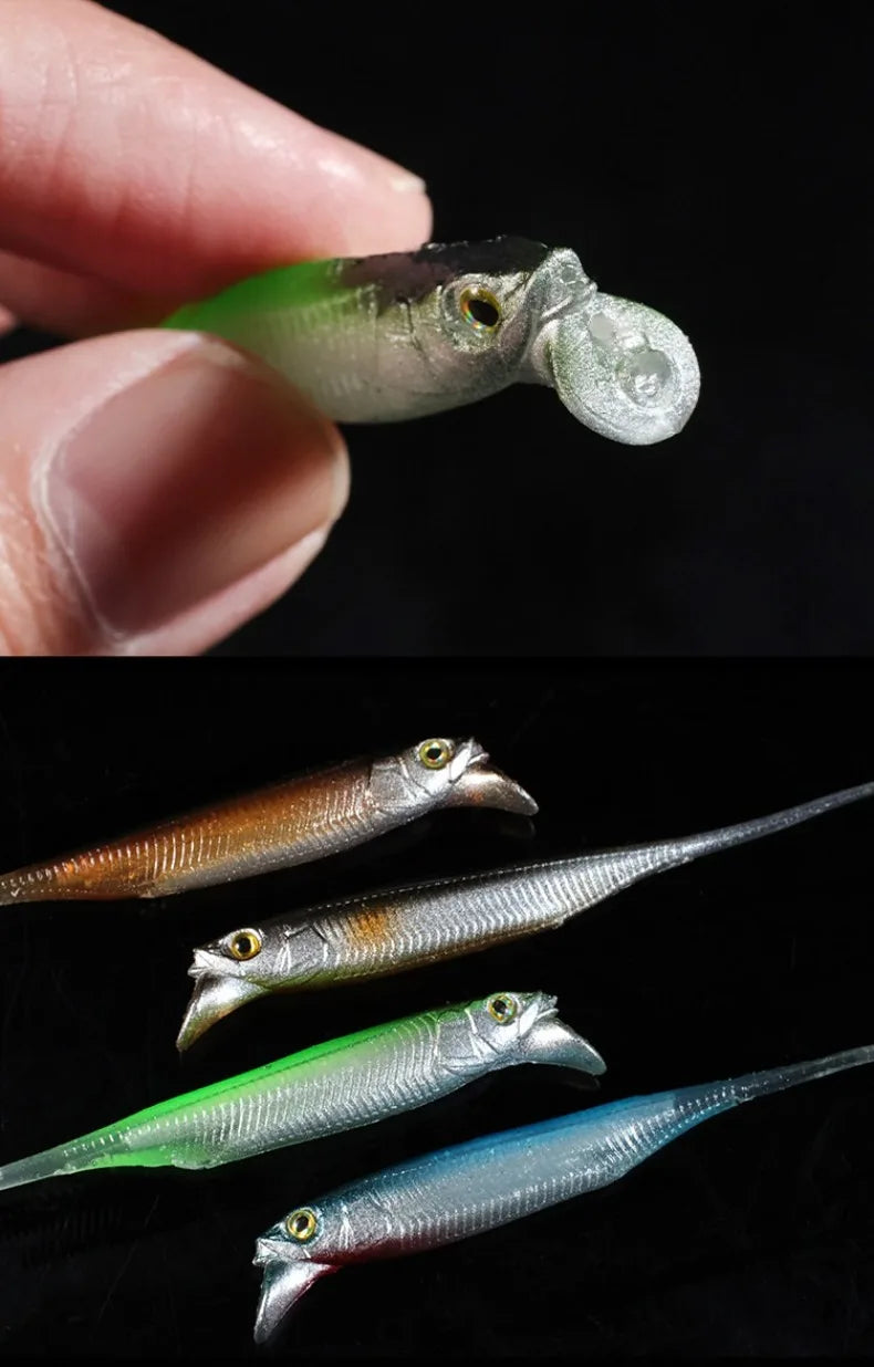 Rolling Fish Floating TPE Soft Lure 2.5" 3" Hollow Channel Design Wobbler Soft Bait Left‑Right Rolling Action Artificial Baitait