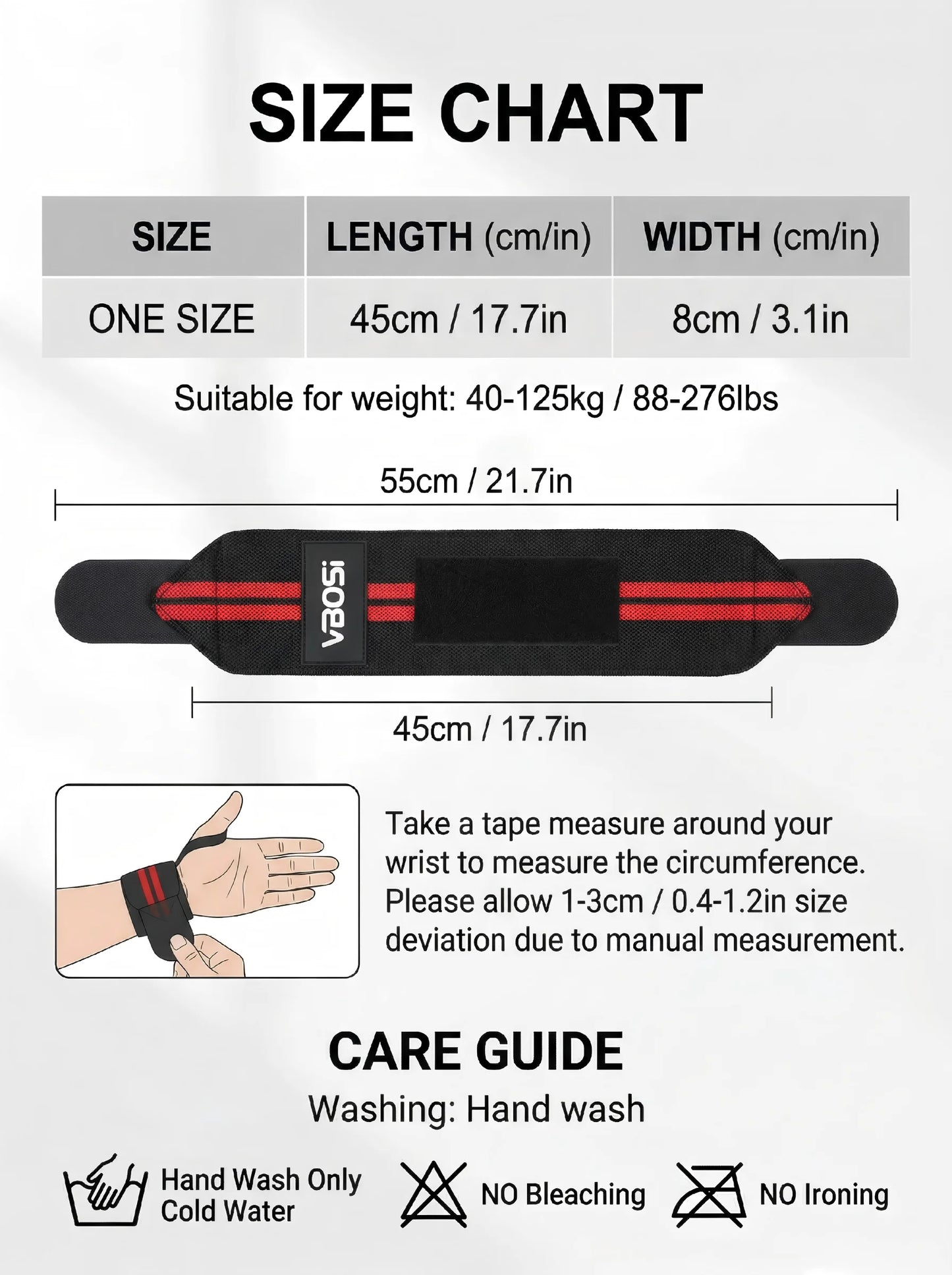 Heavy Duty Wrist Wraps for Weightlifting, Ergonomic Wrist Support Straps, Perfect for Powerlifting, Bodybuilding & Fitness