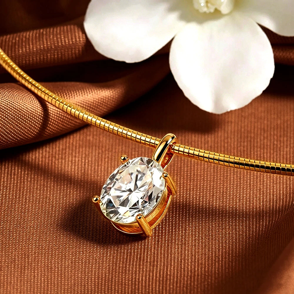 BXINY 3-5carat Oval Cut Moissanite Collar Choker Necklace 100% S925 Silver Solitaire Diamond Pendant NeckChain Gift Fine Jewelry