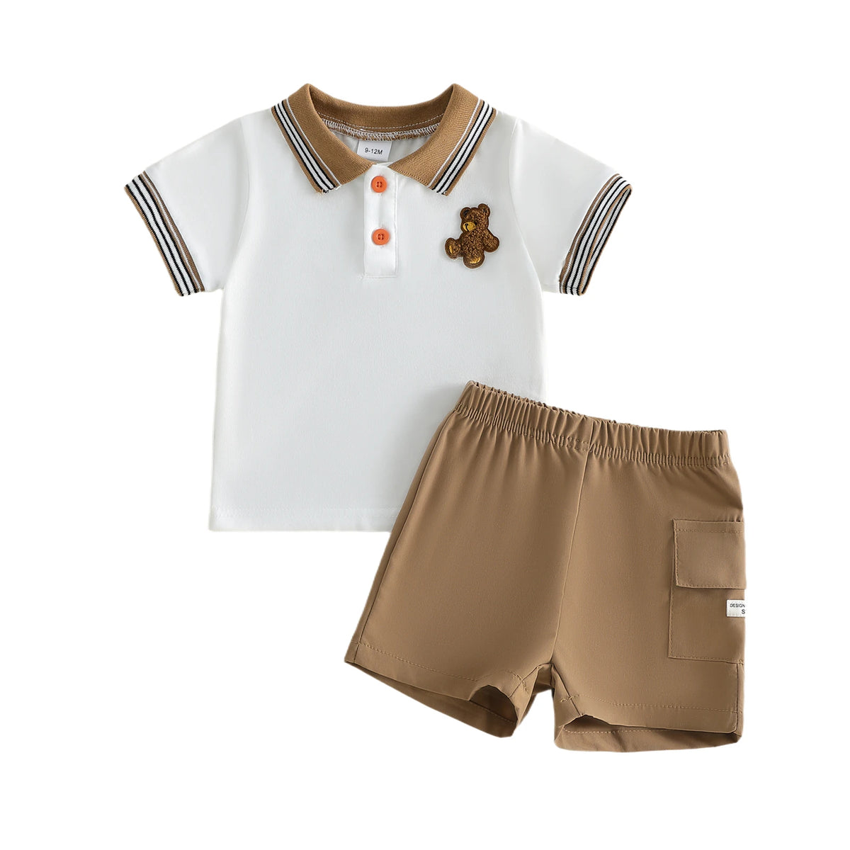 Toddler 2Pcs Baby Boy Summer Outfits Short Sleeve Bear Embroidery T-Shirt + Shorts Set  Clothes