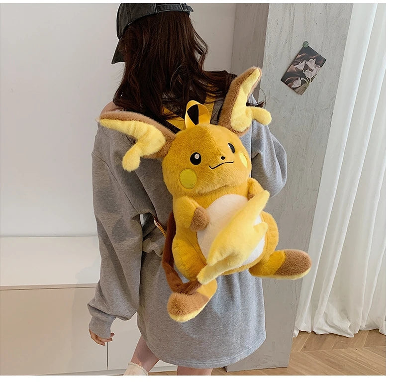 Japanese Style Plush Shoulder Bag Raichu Pikachu Eevee Psyduck Gengar Design Crossbody Backpack for Student Daily Outfit Gift