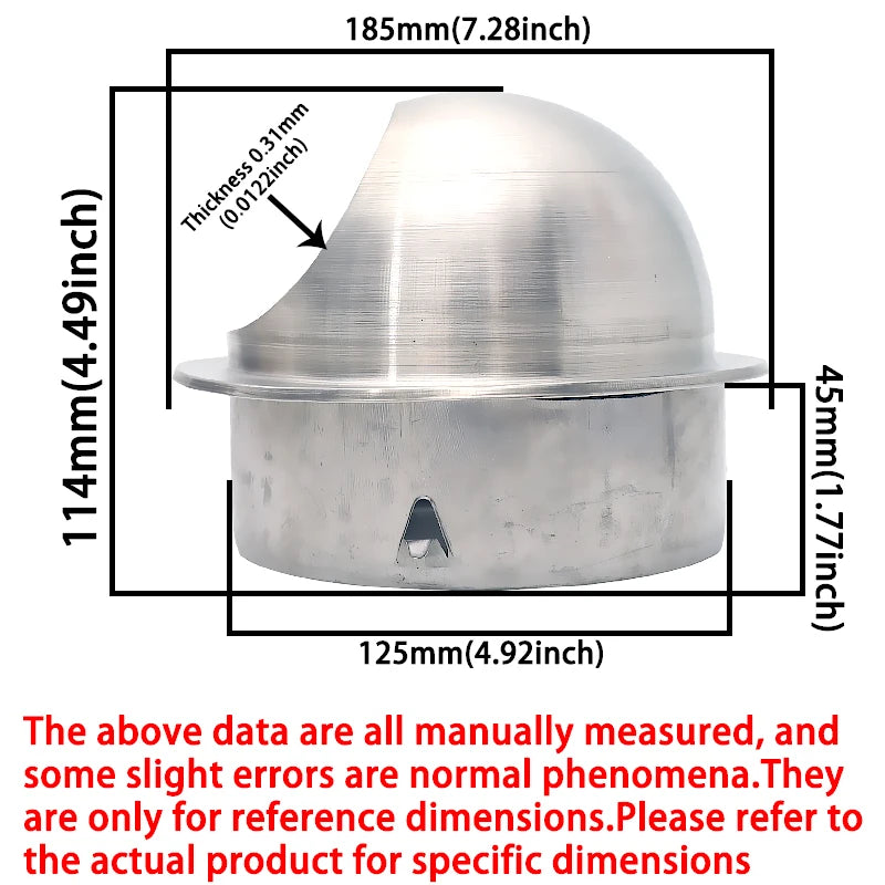 Round Wall Vent Cover, 304 Stainless Steel Vent, Hemispherical Grille Vent Cover, Wall Vent Cover, Stainless Steel Exhaust Vent, Round Vent Cover Suitable for Outdoor Ventilation Systems, Dryer Exterior Vent Cover, Stainless