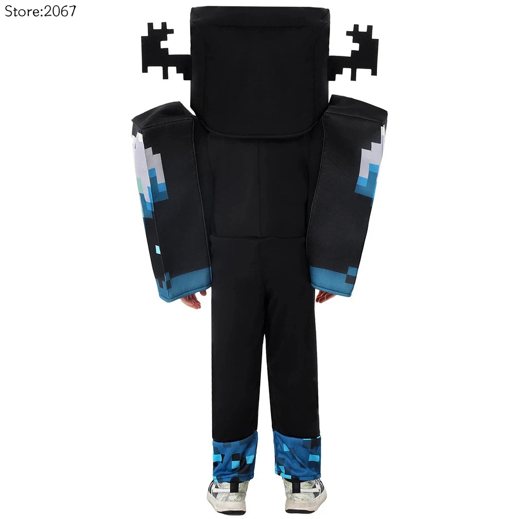 Halloween Cosplay My World Mc Game Dress Up Carnival Kids Cosplay Sound Guard Headgear Jumpsuit Boys Girls Performance Costumes