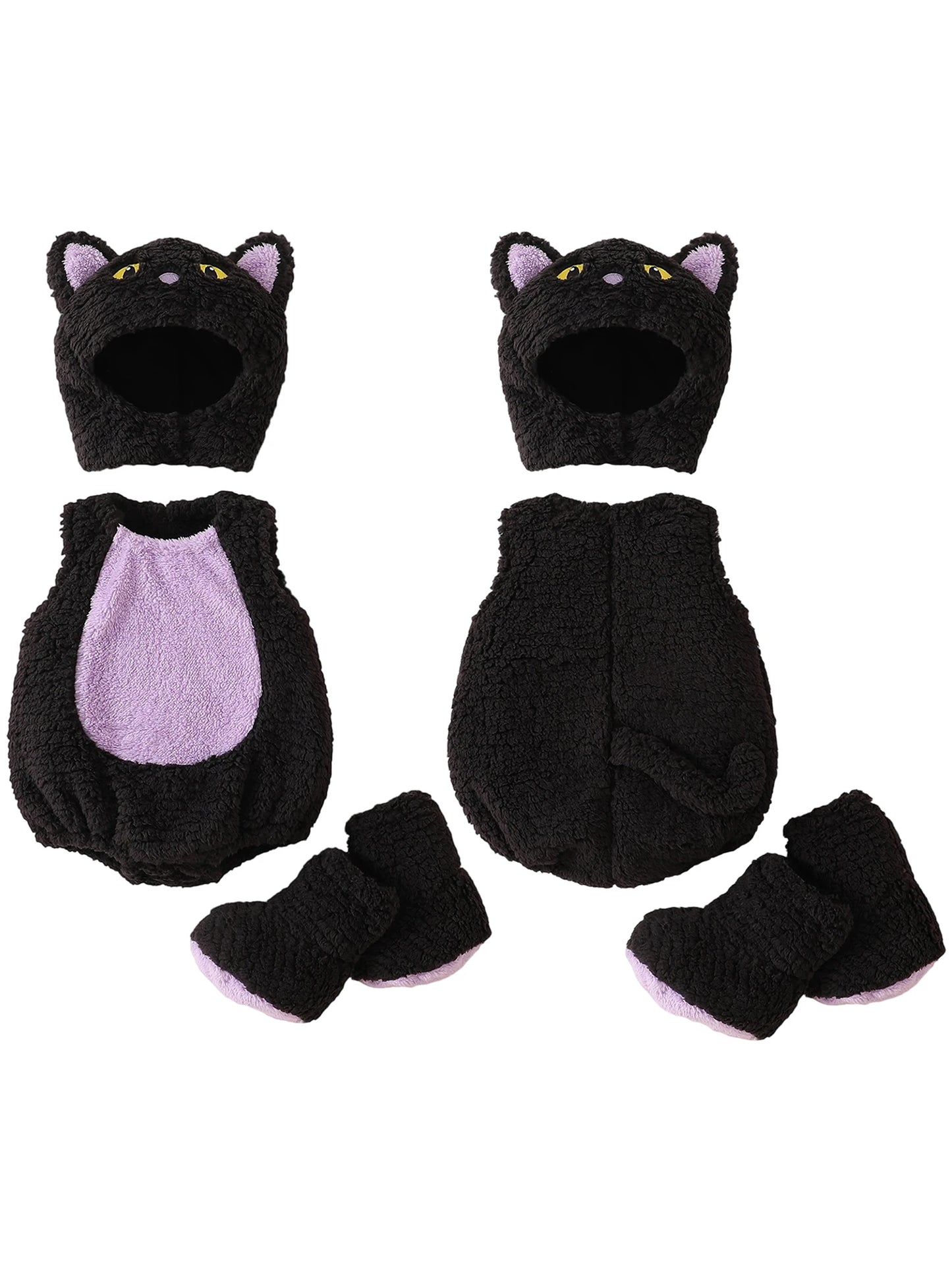 Baby Girl Boy Halloween Costumes Newborn Halloween Costume Plush Sleeveless Romper Hat Shoes Cute Unisex Baby Cosplay Outfit