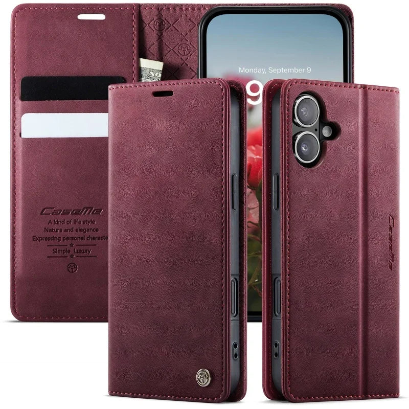 Magnetic Leather Wallet Card Phone Case For iPhone 17E 17 Air 16E 16 Pro Max 15 Plus 14 13 12 11 Flip Wireless Charging Cover