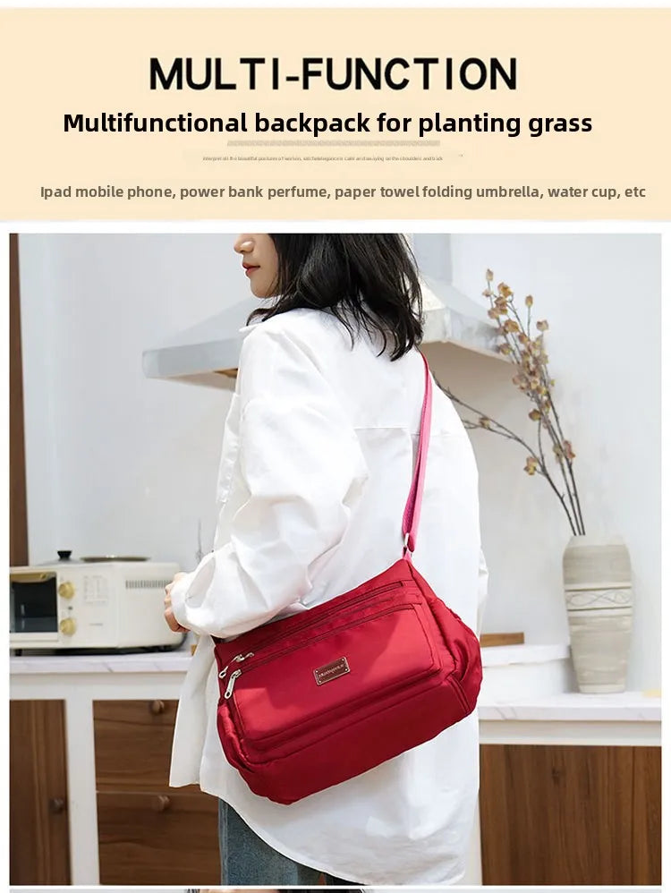 2025 Bag Women's Large Capacity Shoulder Bag Waterproof and Wear Resistant Multi Pocket Commuter Leisure Outdoor Crossbody Bag