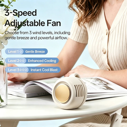 Portable Silent Mini Bladeless Fan Clip On Adjustable 3-Speed Suspended Whirlwind Fans For Outdoor & Travel & Office