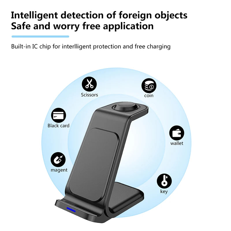 3-in-1 Wireless Charger Magnetic Stand 30W Output Power Travel Charger for iPhone Smart Watch Earphone with Holder