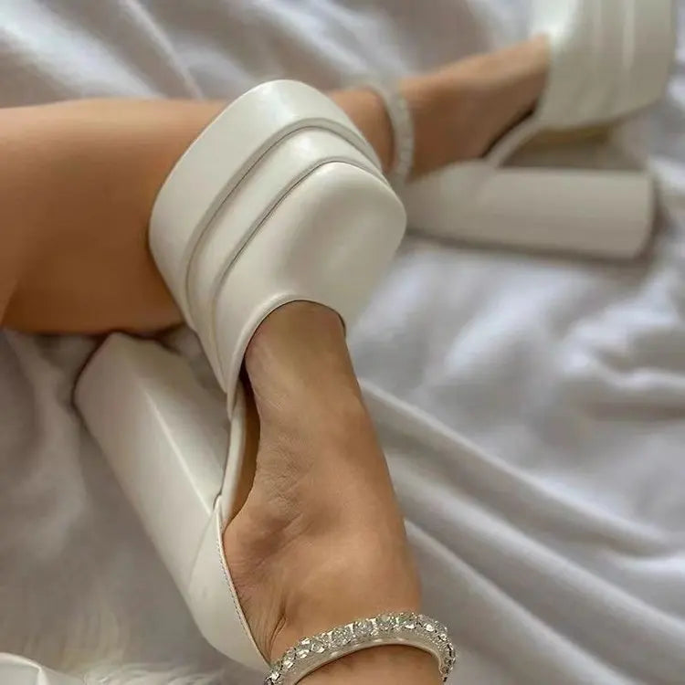 New Fashion Women Pumps Retro Mary Janes Chunky Heels Sandals Spring Platform Dress Party Wedding Basic Shoes Woman Big Size