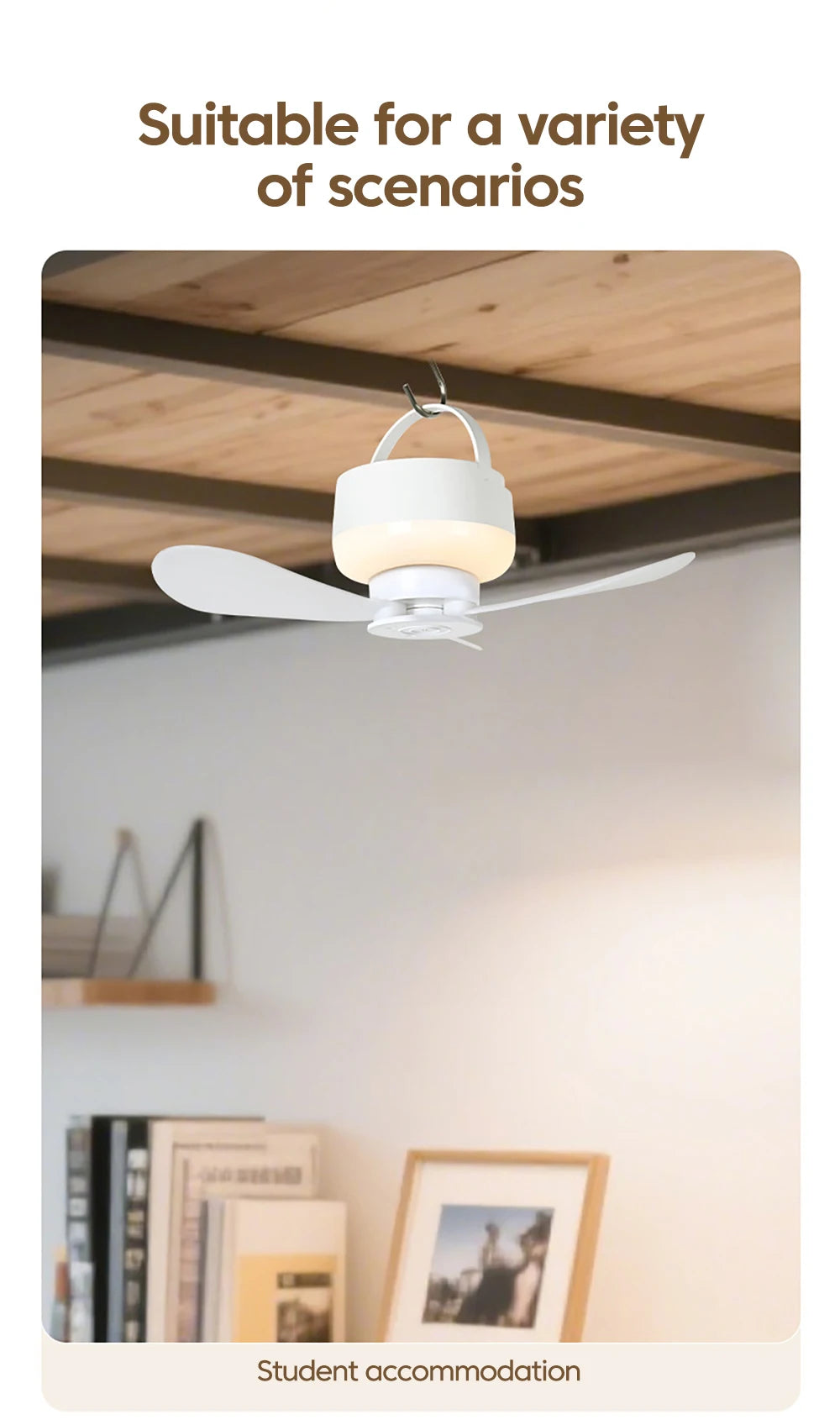 1.5/3M Ceiling Fan With LED Light and Remote Control USB Charging Household Outdoor Camping Tent Student Dormitory Bed Small Fan