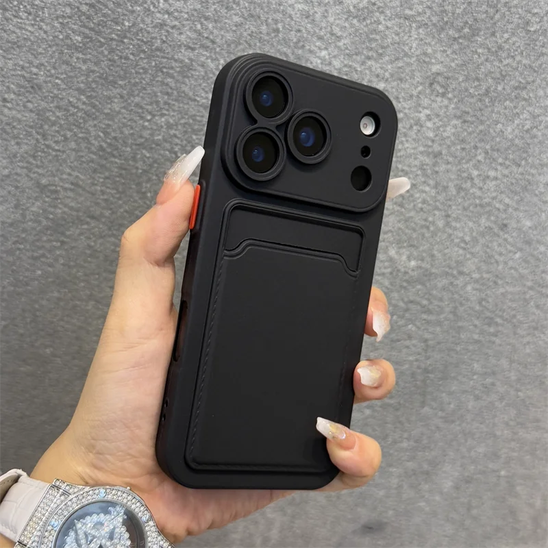 Luxury Soft Silicone Wallet Case For iPhone 17 16 15 14 Plus 13 12  Pro Max XR XS Shockproof Card Holder Slot Cover