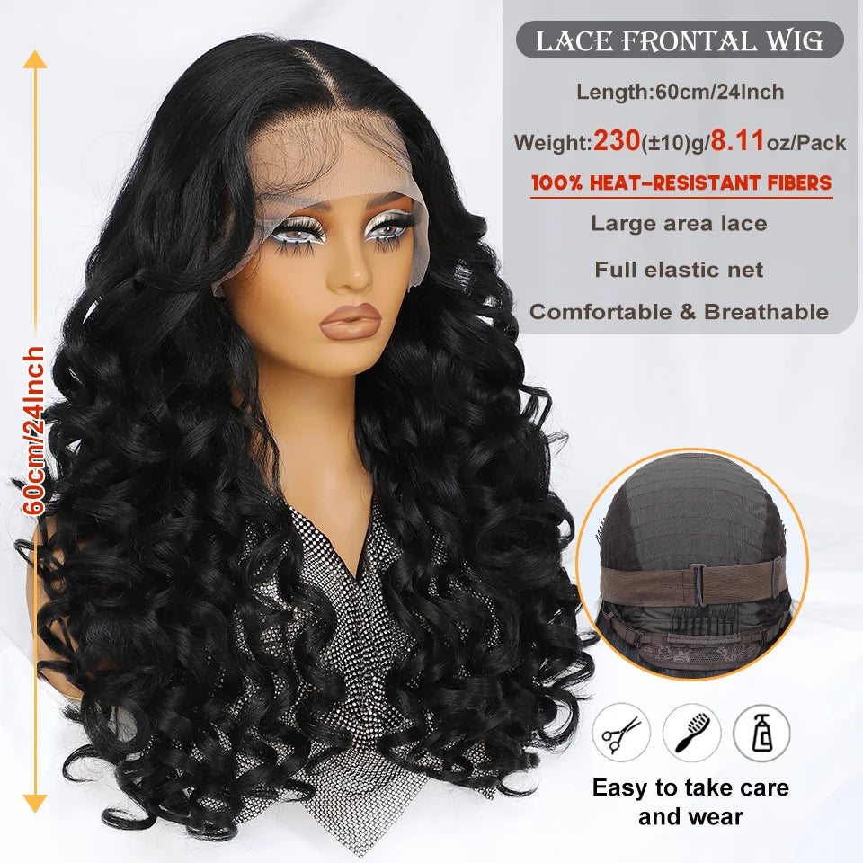 Lace Frontal Wigs 13X6 Synthetic Curly Lace Frontal Wigs With Bangs For Afro Women Pink Blonde Women Wigs With Baby Hair Latisha