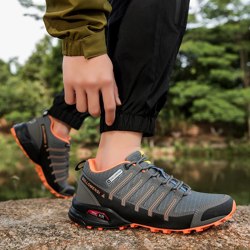 Men Shoes Men Casual Sports Shoes Outdoor Leather Hiking Travel Shoes Four Seasons Lightweight Breathable Mesh Walking Shoes