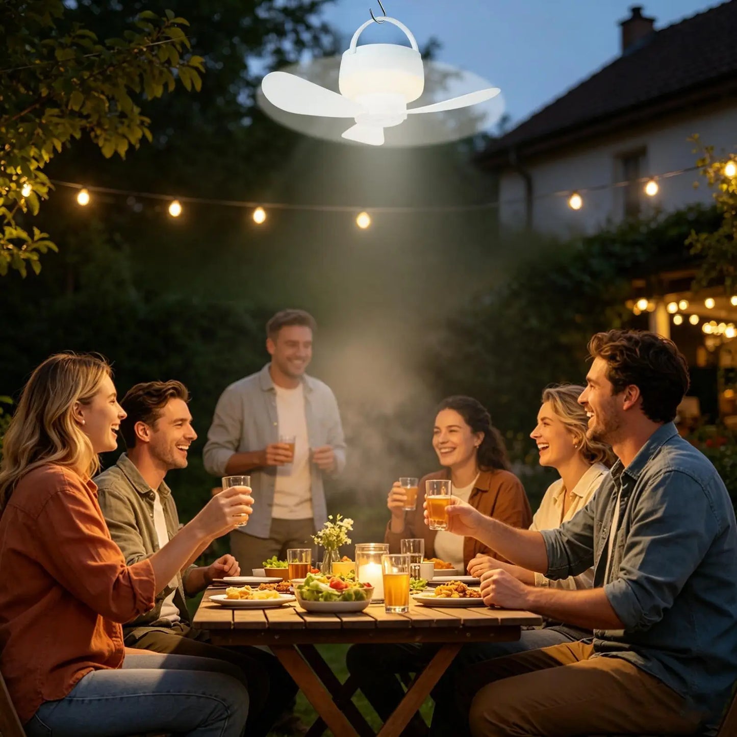 Ceiling Fan With LED Light and Remote Control USB Charging Household Outdoor Camping Tent Student Dormitory Bed Small Fan