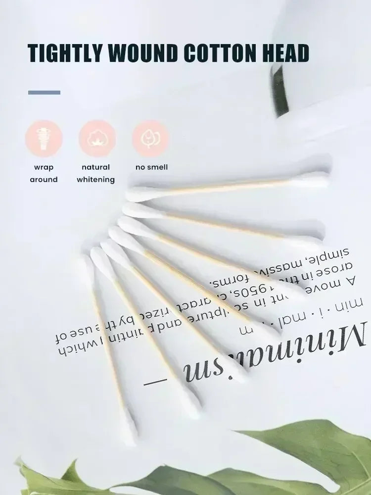 100Pcs/Pack Baby Cotton Swabs Wooden Stick Soft Tip Buds for Ear Nose Cleaning 1-20 Packs Infants Kids Hygiene Care Beauty Tools