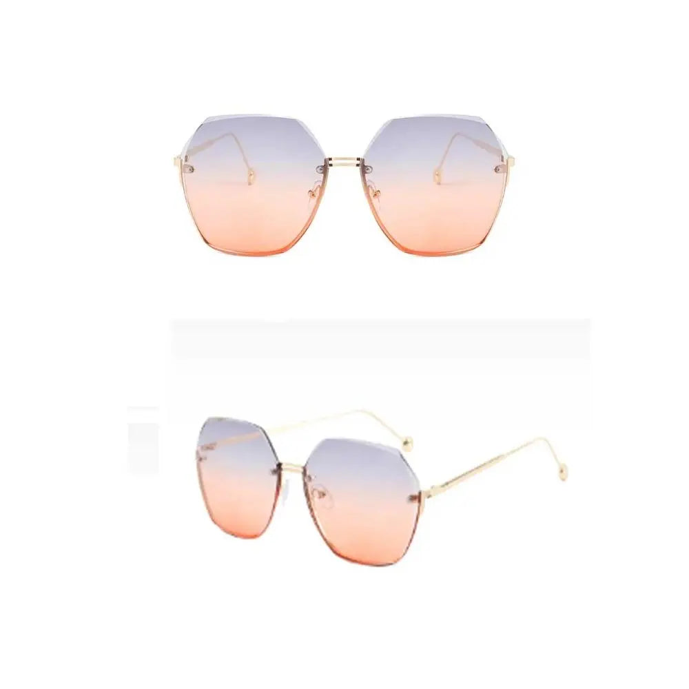New Fashion Irregular Sunglasses Outdoor Women Men Gradient Lens Sun Glasses Female Eyewear Rimless Square Oversized Shades