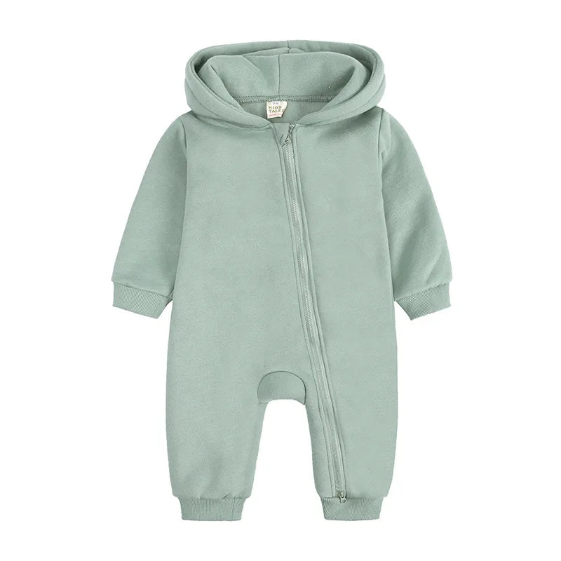 Baby Jumpsuits Rompers Winter Hooded Outfit Hoodies One-pieces Growings Zipper Jumpers Boys Girls Newborn 59-90cm Ropa De Bebe