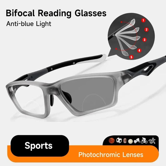 Multi Focal Color Changing Presbyopia Glasses, Sports Anti Slip Eyeglass Frames, Trendy Anti Blue Light Presbyopia Glasses