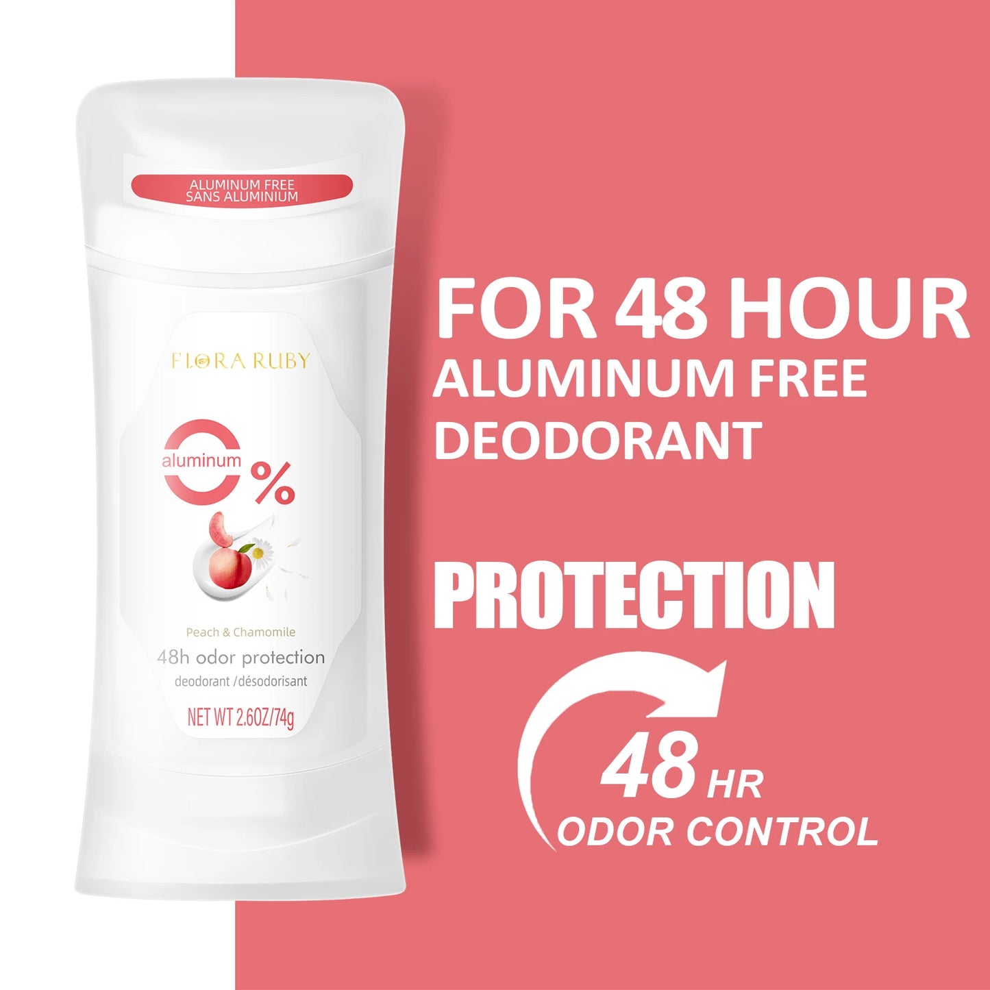 2PCS/Set Body Odor Remover，Deodorant stick，Aluminum Free，48H Natural Flower Scent Deodorize, Long Lasting and Refreshing Dryness