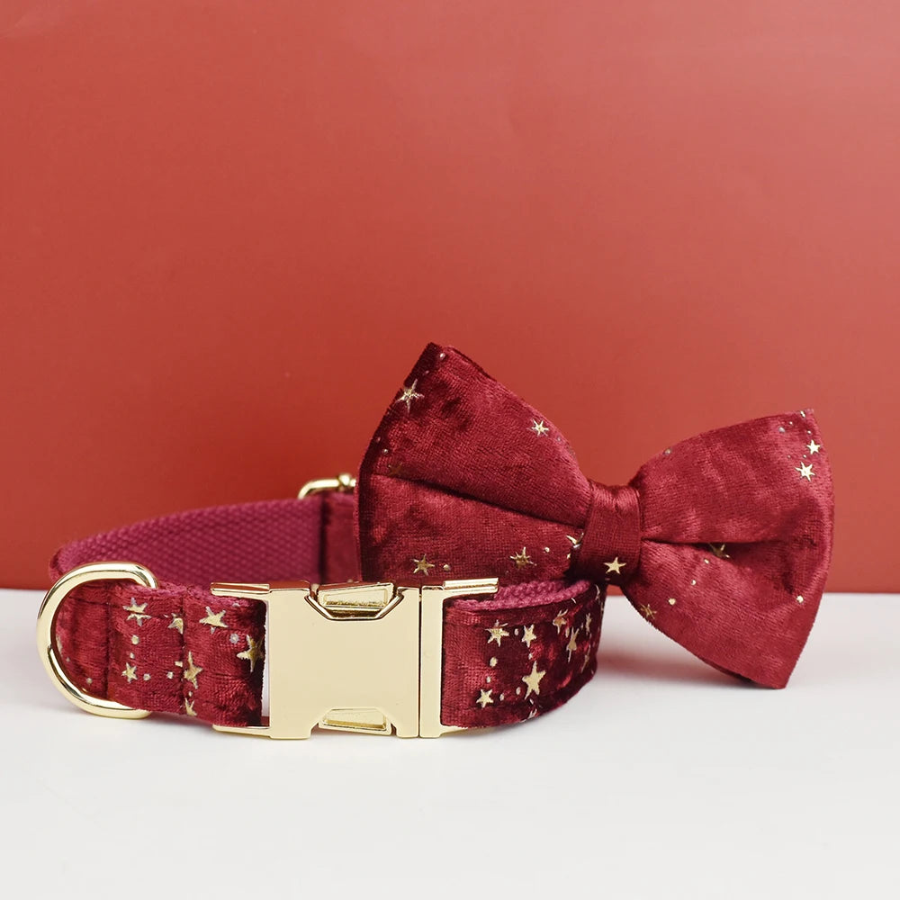Luxury Fashion Pet Accessories Custom Design Logo Black Bottom Flower Sublimation Dog Collar Leashes Harness Bow Set Star02