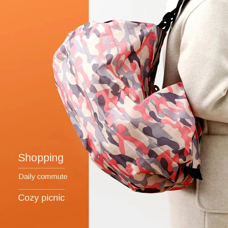 Portable Foldable Camouflage Grocery Tote Large Capacity Reusable Shopping Handbag With Handle Outdoor Travel Storage Bag