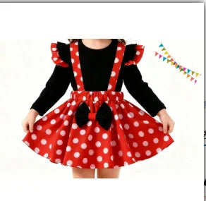 1-5 Years Children Outfit Baby Clothing Set Girl Summer Birthday Costume Kids Dots Tops Skirt