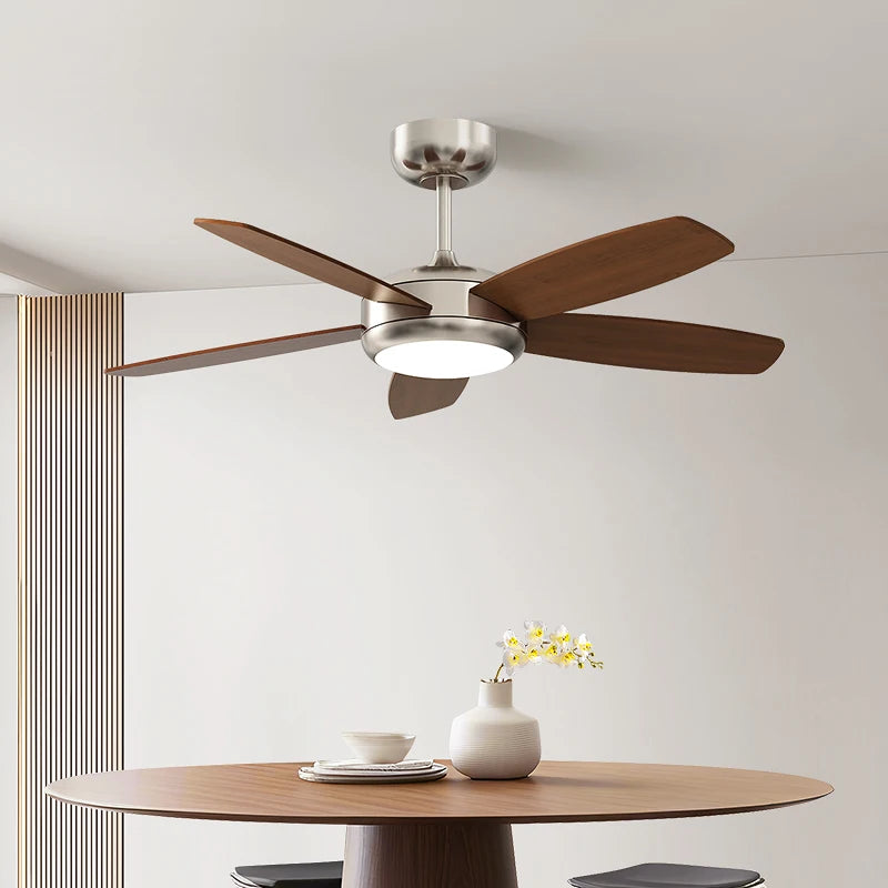 Living Room Fan Lamp Chandelier, Vintage American Style, Bedroom Room Electric Fan Integrated Silent Inverter, Dining Room Ceili