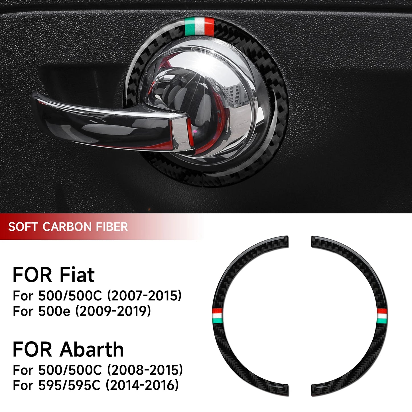 Car Inner Door Bowl Decorative Strip For Fiat Abarth 500 500C 500e 595 595C 695C Carbon Fiber Interior Sticker Car Accessories