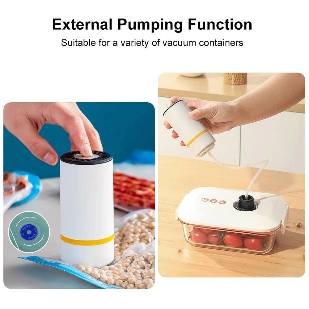 Electric Air Pump Handheld Automatic Air Pump Food Fresh-Keeping Rechargeable Vacuum Sealer with BPA-Free Vacuum Packaging Bag