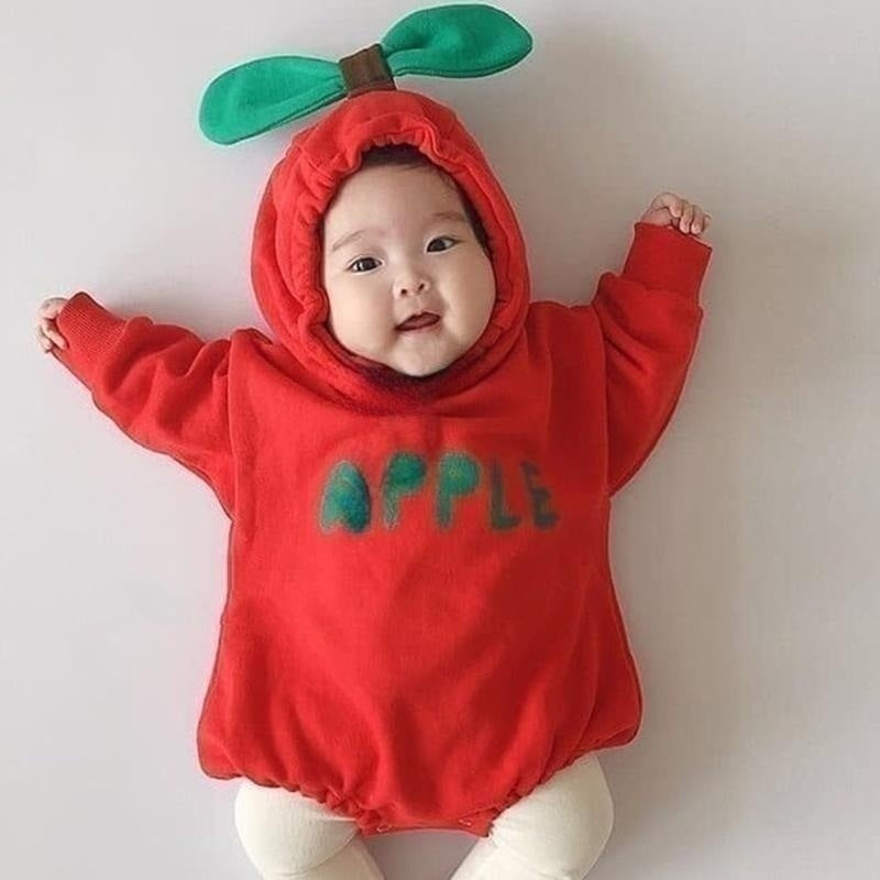 HoneyCherry Autumn Baby Red Romper Baby Fruit Crawling Suit Bodysuit Newborn Baby Clothes