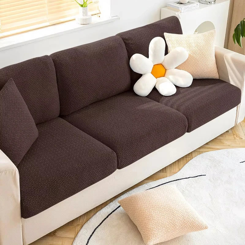 Jacquard Sofa Cover Stretch Fabric Sofa Seat Cushion Cover For Living Room Removable Spandex Seat Case Chaise Lounge Home Pets