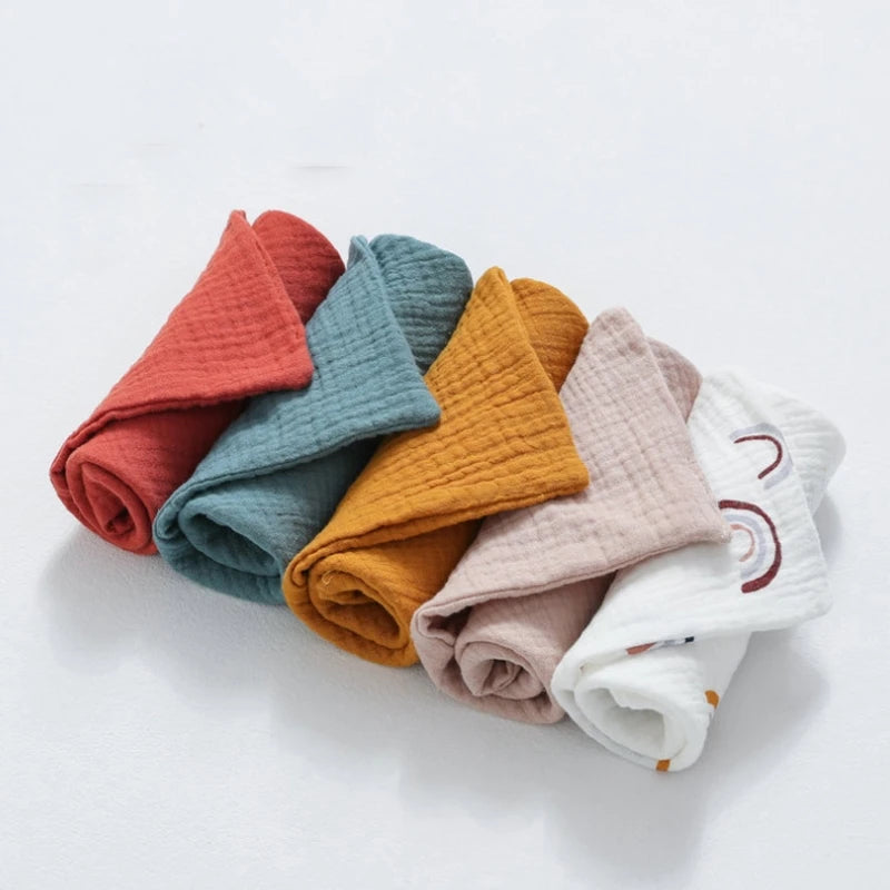 5 Pcs Baby Cotton Square Towel Infant Hand Face Washcloth Handkerchief Muslin Cloth Feeding Bib Burp Cloth Saliva Towel for P31B