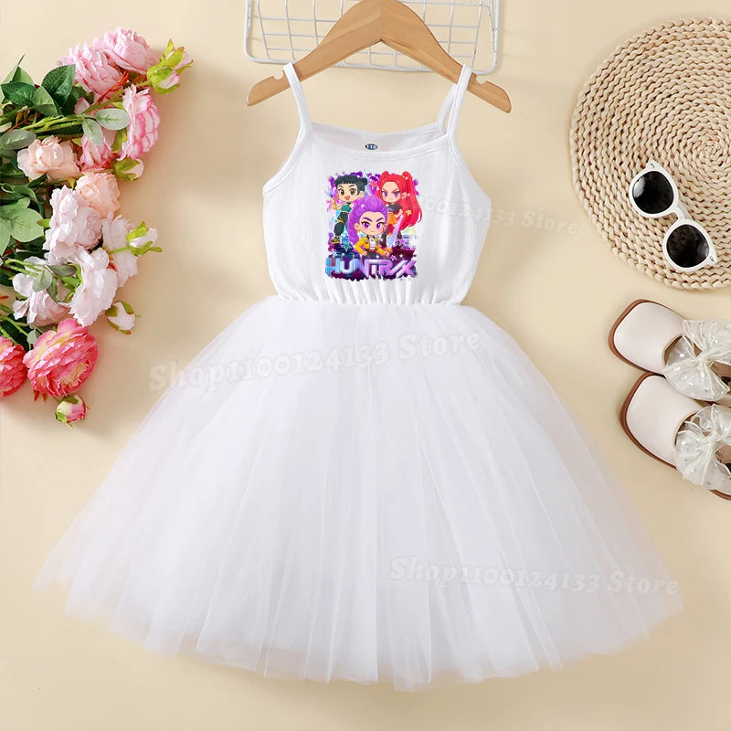 Demone Hunter Girls Baby Dress Skirts Summer Cute Anime Harajuku Princess Y2K Kawaii Clothes Kids Tutu Puffy Skirt Birthday Gift