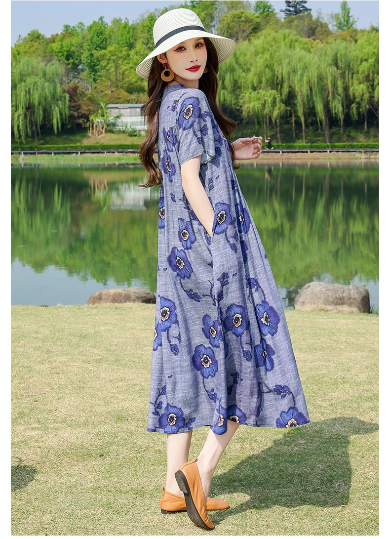 New Fashion Summer Dresses For Women 2025 Elegant Casual Short Sleeve Dress Soild Colour Women Clothing