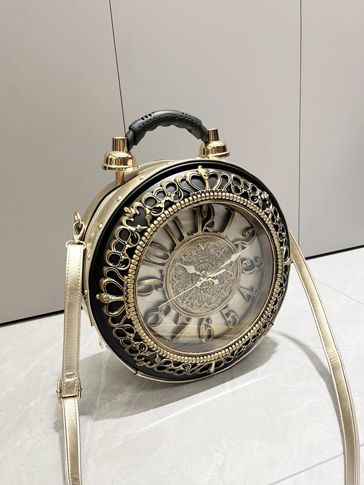 New Trendy Luxury Purses and Handbags for Women Vintage Clock-shaped Bag Round Shoulder Crossbody Tote Bag