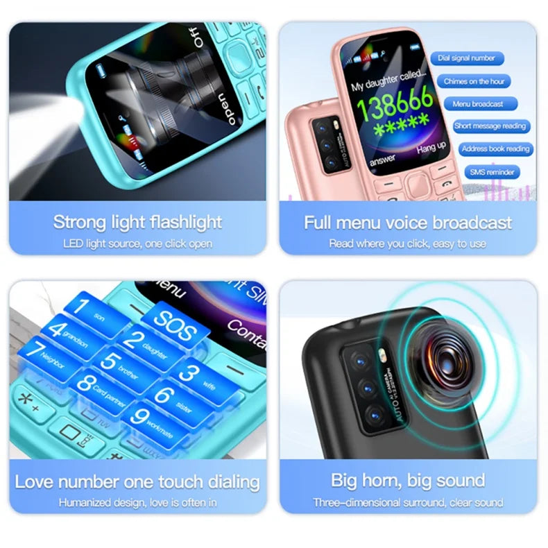 C99(H11) 4G Button Phone 2.4inches TFT Screen Dual SIM Dual Standby Voice King Alarm Clock 1500mAh Battery Torch CellPhone
