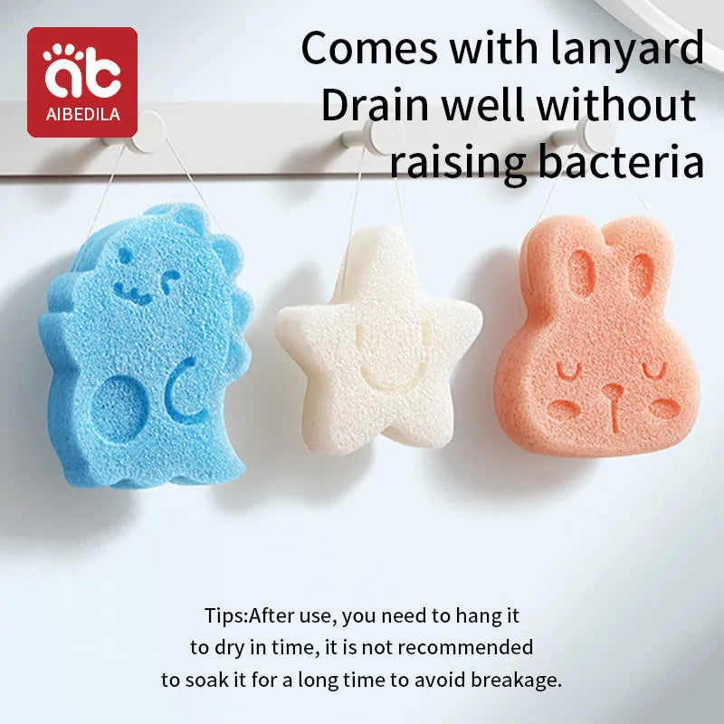 AIBEDILA Children's Bath Sponge Cute Baby Shower Sponge Cleanser Brush Soft Skin-friendly Bath Rubbing Kids Sponge Newborn