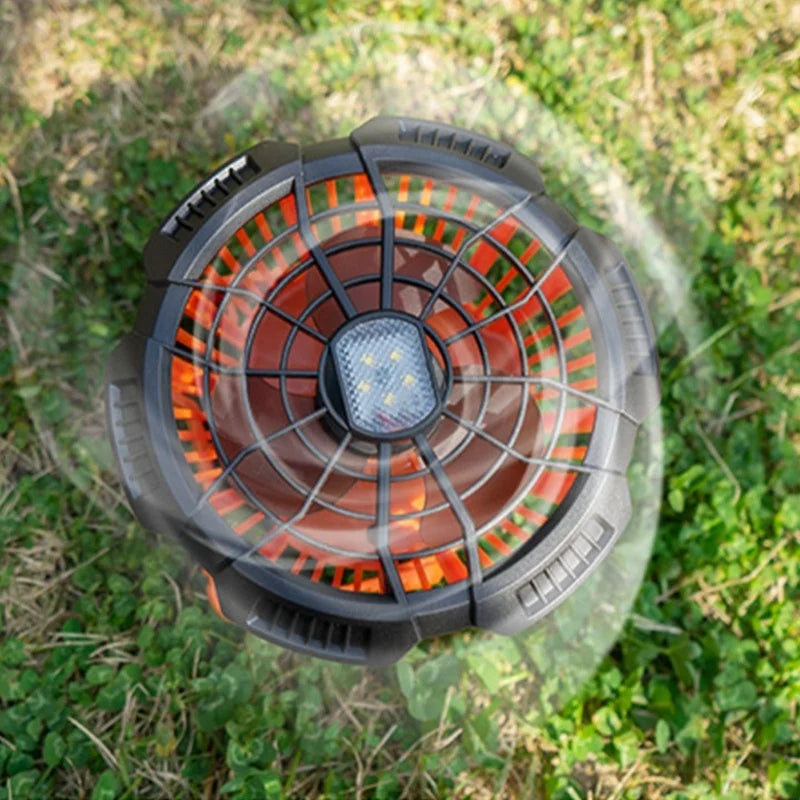 Outdoor Tent Fan Remote Control Hangable Fan With LED Light Battery Operated USB Rechargeable Fan For Hiking BBQ Travel Fishing