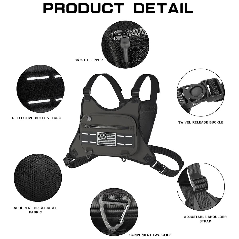 Outdoor Running Cycling Chest Bag Water-Resistant Lightweight With Phone Pouch For Fitness Commute Multi-Scene Men Women