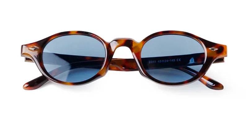 Retro Small Oval Sunglasses Women Brand Design Rivet Blue Tortoise Shell Sun Glasses Outdoor Men Shades Female UV Oculos De Sol