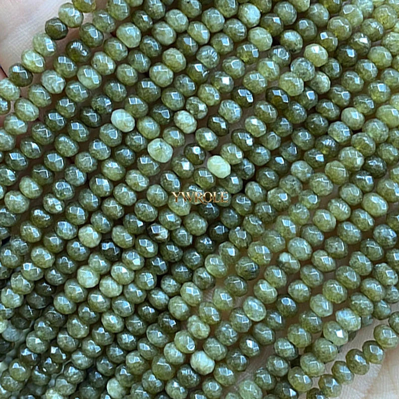 3x4mm Rondelle Faceted Natural Stone Chalcedony Tourmaline Color Loose Spacer Beads for Jewelry Making Diy Bracelet Accessories