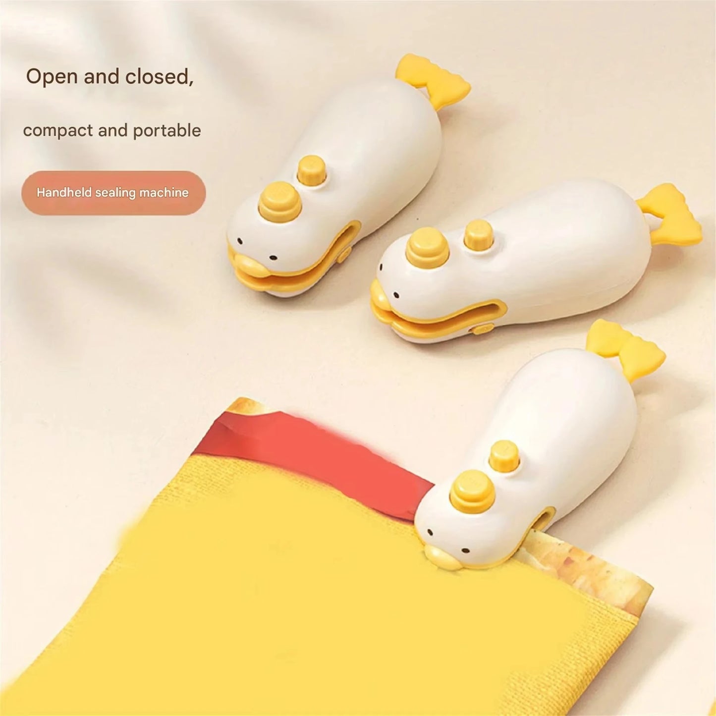 New Cute Duck Handheld Vacuum Sealer Magnetic Bag Sealer Rechargeable Portable Easy Use For Freshness 2 in 1 Mini Rechargeable