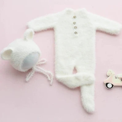 Newborn Bear Photography Set Onesie Baby Full Moon Home Photo Costume Studio Photography Props