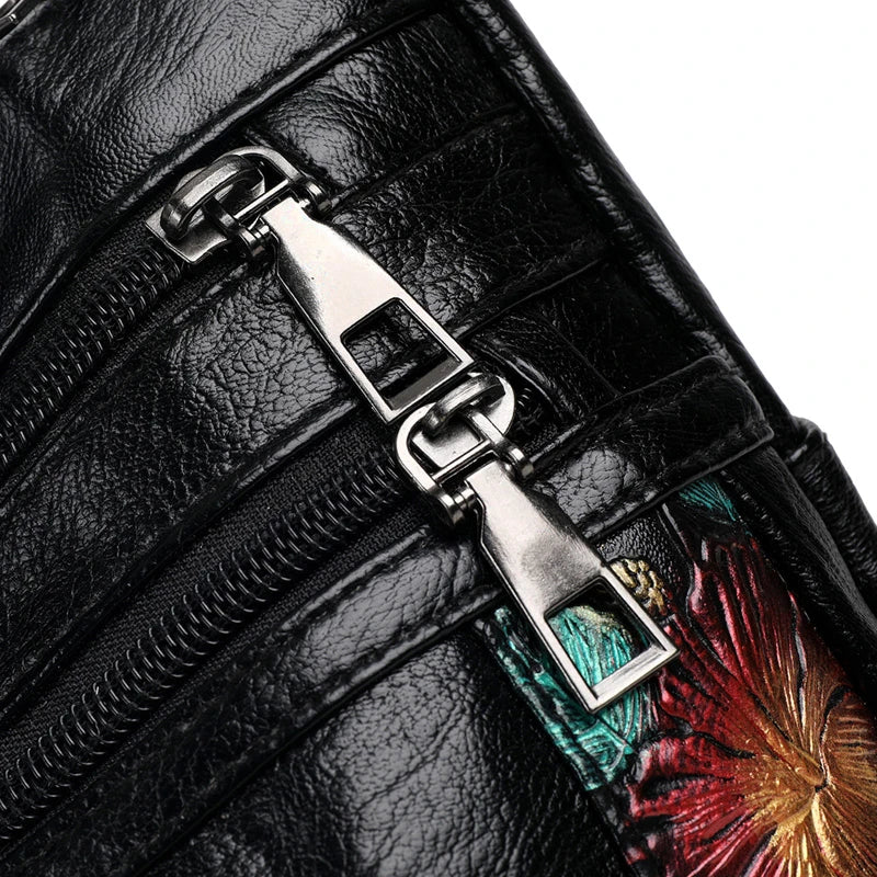 Luxury Soft Leather Women Messenger Shoulder Handbags and Purses Flowers Multi-pocket Crossbody Mommy Bag Ladies Sac 2022 New